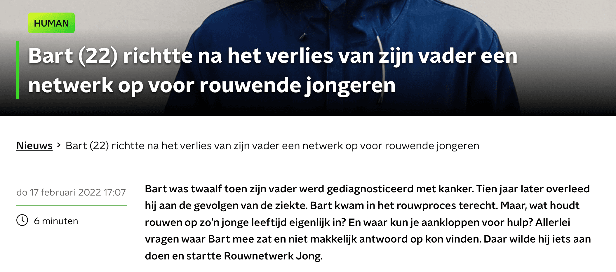 Artikel NPO Rouwnetwerk Jong